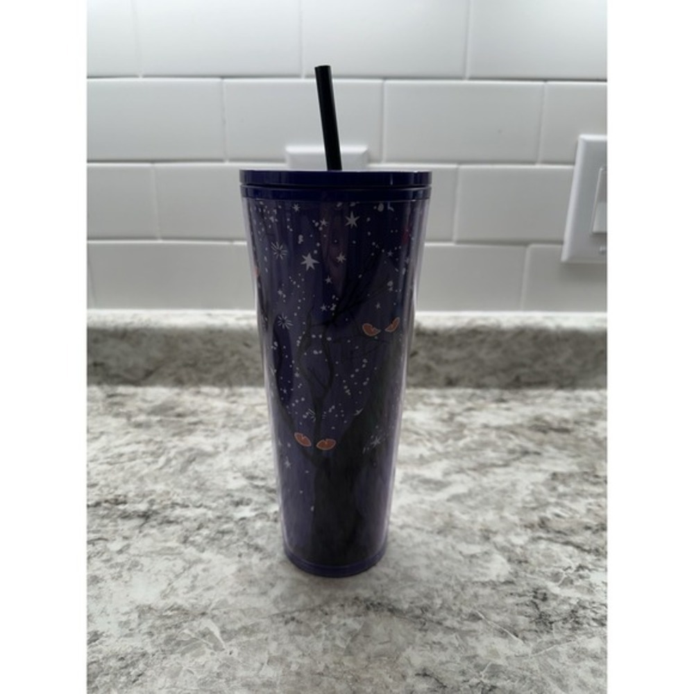 Starbucks Purple Halloween Celestial Starry Night Spiderweb Tumbler Cup w/ Straw